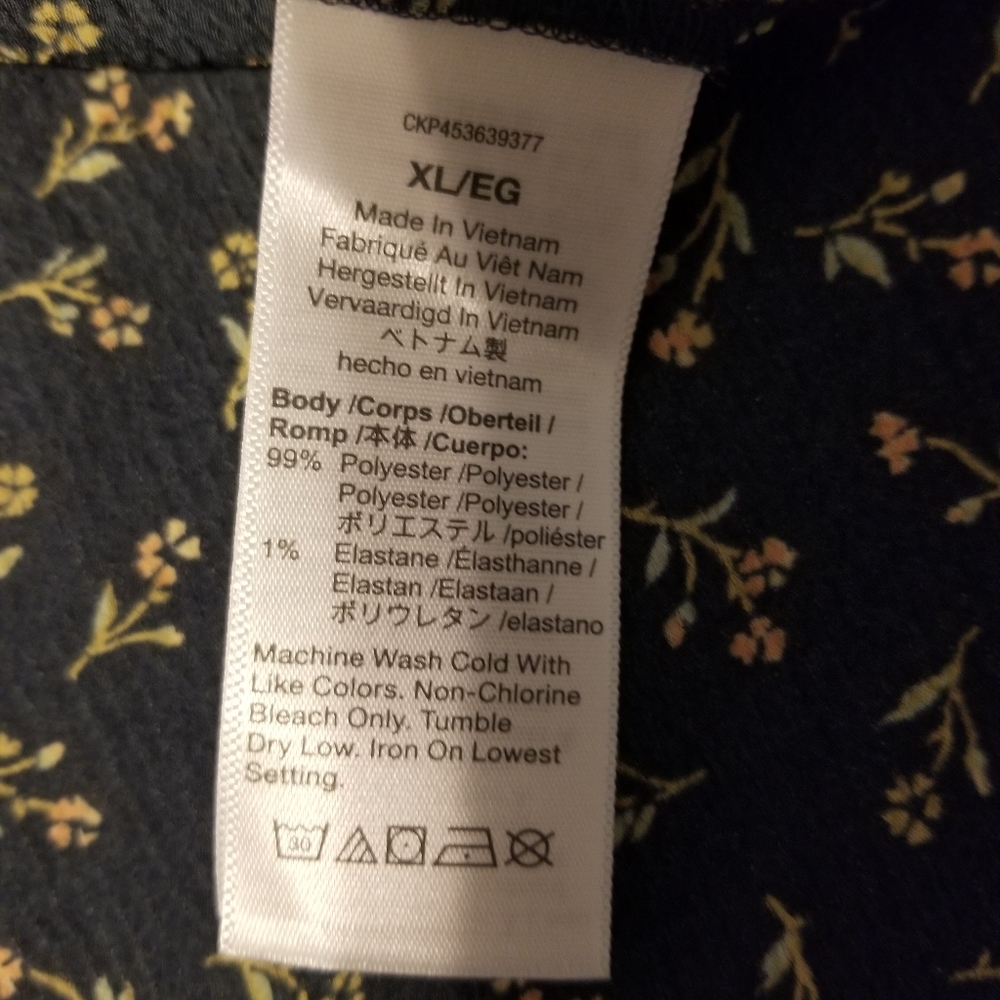 NWT Madewell Women's Wrap Blouse Size XL Floral V-Neck 3/4 Sleeve Navy - Picture 10 of 12